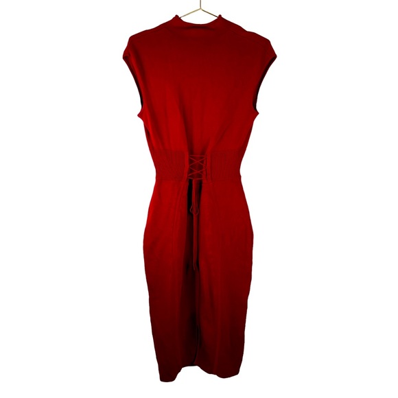 Express Bodycon Midi Dress Corset Detail Dress Blood Red Size Small - Picture 2 of 8